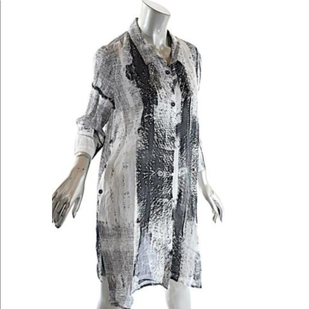 CREA Concept White Graphite 100% Ramie Long Tunic